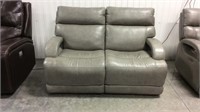 Dual power recline leather loveseat
