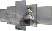 5 Panel Wall Art Black and White  50Wx24H