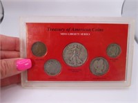 Silver 5coin Cased US Miss Liberty Collect SET