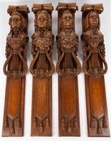 Set of 4 Carved Wood Classical Composer Plaques.