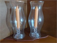 Pair of Hurricane Shades, Candle Holders & Candles