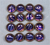 (16) Victorian Latticino Swirl Czech Glass Buttons