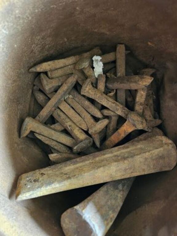 Bucket of Railroad Spikes/ Other