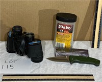 bb's, binoculars, and pocket knife