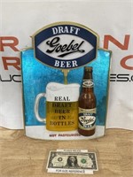 Vintage embossed Goebel draft beer plastic over