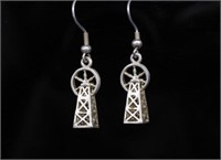 Vintage silver "miners" drop earrings