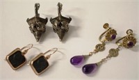 Three pairs of various earrings