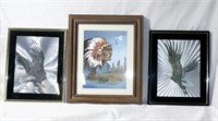 American Indian and 2 Flying Eagles 3D Art