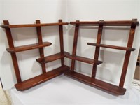 (2) Wooden Stagger Shelves Wall Hangers 22.5" X