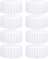 New $227-8 Pack Round Tablecloth 120 Inch White