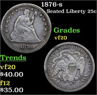 1876-s Seated Liberty 25c Grades vf, very fine