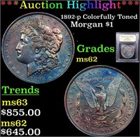 *Highlight* 1892-p Colorfully Toned Morgan $1 Grad