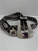 Black and Purple Encrusted Show belt, XL