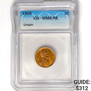 1909 Wheat Cent ICG MS66 RB Lincoln