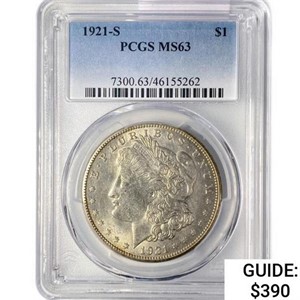 1921-S Morgan Silver Dollar PCGS MS63