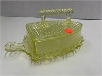 Yellow Depression Glass (?) Trinket Box/Candy