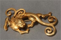 Vintage Gilt Brooch of a Qiulong,