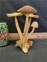 Wood carved mushrooms