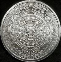 1 Troy Oz .999 Silver Aztec Calendar Round BU