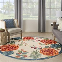 Aloha Ivory Multicolor 8 Ft. Round Floral