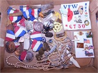 Costume jewelry pearls - school award medals -
