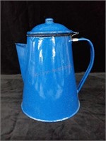 Blue Speckled Enamelware Coffee Pot