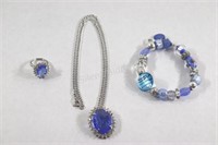 Costume Jewelry Pendant & Ring Set with Bracelet