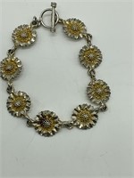 Stunning Sterling & Gold Textured Link Bracelet