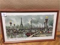 PRINT/WATERCOLOR EIFFEL TOWER 11H X 18 W