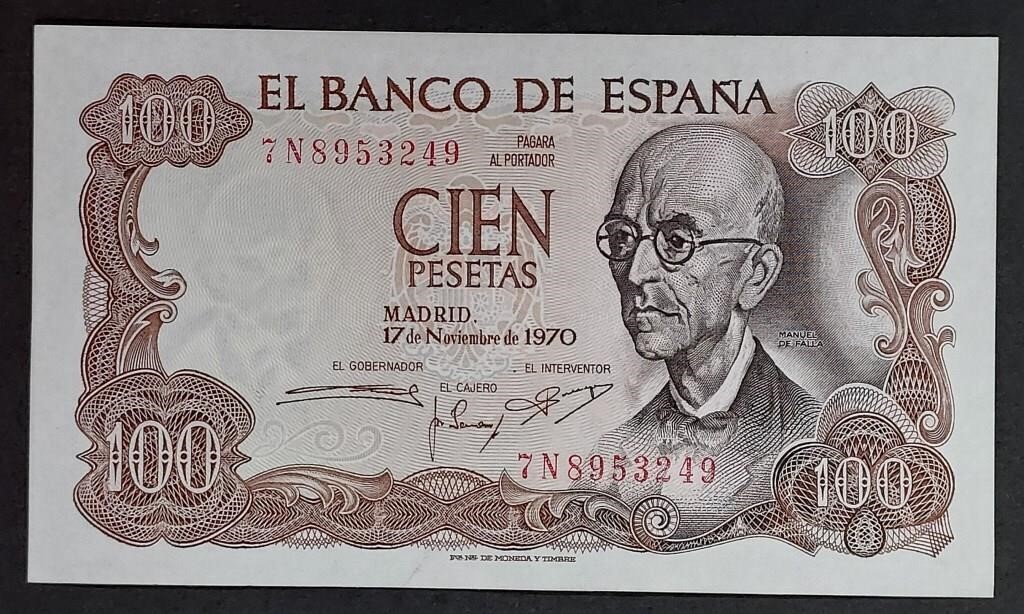 1970  Spain  100 Pesetas note