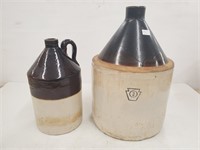 (2) Brown Top Stoneware Jugs