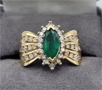 14k Emerald & Diamond Ring...Size 7