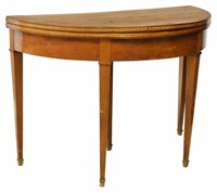 FRENCH MAHOGANY DEMILUNE FLIP-TOP GAMES TABLE