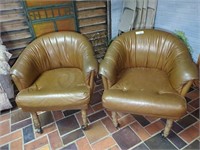 Mid century Chairs on rollers- upholstery is