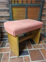 Mid century Vanity bench-peach colored upholstery