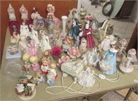 Large group of figurines, vases, etc. including