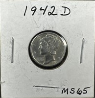 1942-D silver mercury dime MS