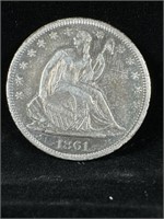 1861 Seated Liberty Half-Dollar XF+ w/ Toning