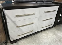 Modern Dark Wood/White 6-Drawer Dresser