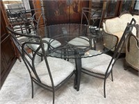 Round Glass Top Table with 6 Chairs