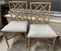 Pair of Bamboo Style Accent Chairs W/ Cushion