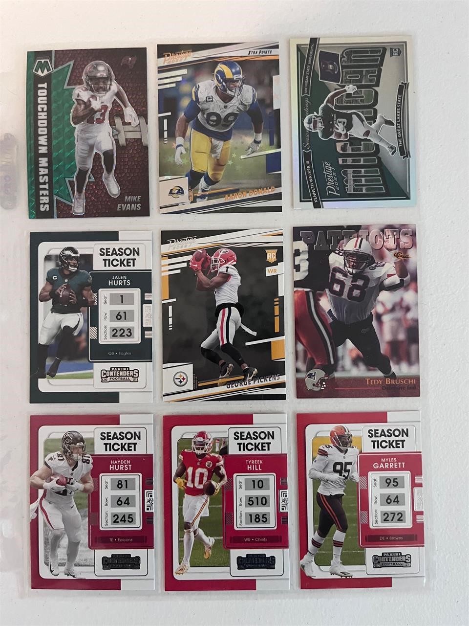 NFL Cards Pickens Rookie, Hurts, Evans, Garrett