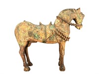 A Carved & Painted Wood Horse Sculpture