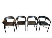 (6) Artelano Black Leather Arm Chairs (4 shown)