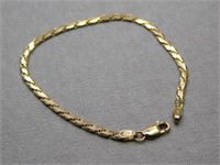 14K y gold flat cable look bracelet, 7.25 inches