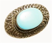 1.5" Sterling Silver & Turquoise Brooch 10.2g