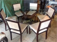 5' Beveled Glass Top Dining Table w/ 6 Chairs