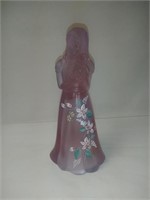 Fenton Pink Satin Glass Girl Holding Teddy Bear