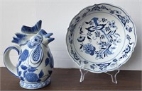 Asian  Blue/White Rooster and Blue Danube bowl.