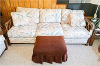 Rattan 3 Cushion Sofa & Footstool